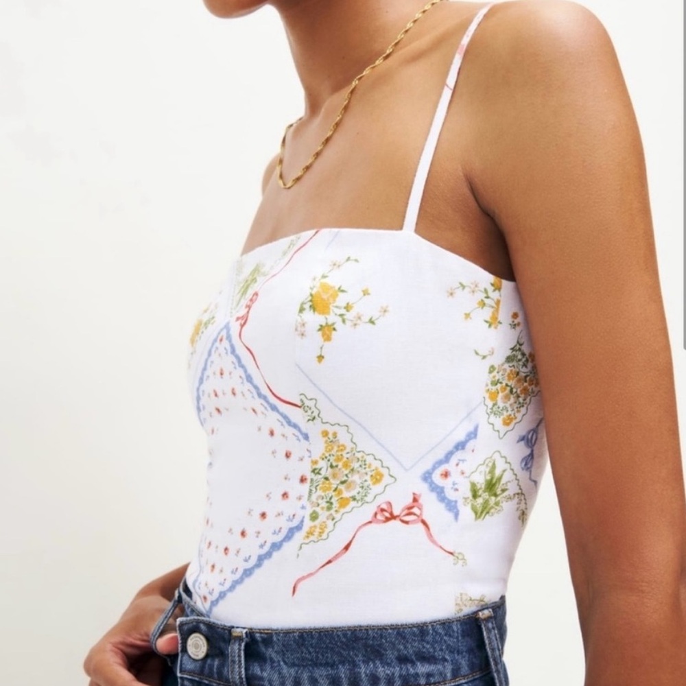 Reformation White Floral Bandana Print Tank Top